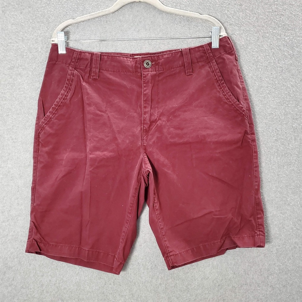 Express Men Shorts 32 Red Chino Canvas Slash Pockets Casual READ